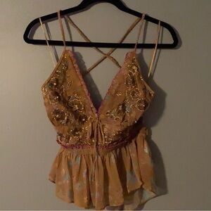 Kimchi blue Embellished Pink and Gold Women's Top size Xs